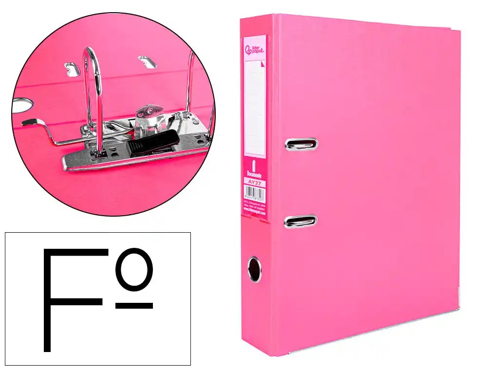 ARCHIVADOR TAMAÑO FOLIO DE PALANCA ANCHO 75MM FUCSIA
