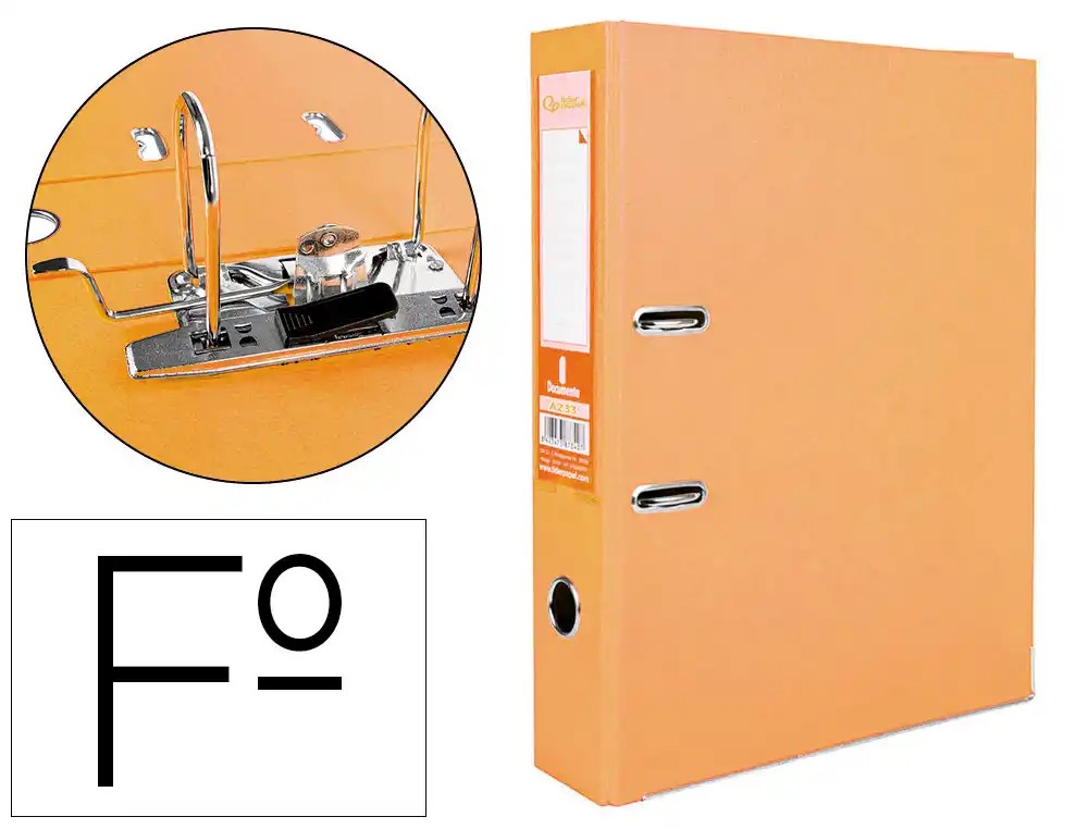 ARCHIVADOR TAMAÑO FOLIO DE PALANCA ANCHO 75MM NARANJA
