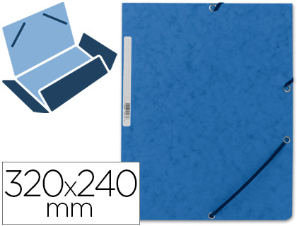 CARPETA CARTON SOLAPAS AZUL CON SOLAPAS Y GOMAS