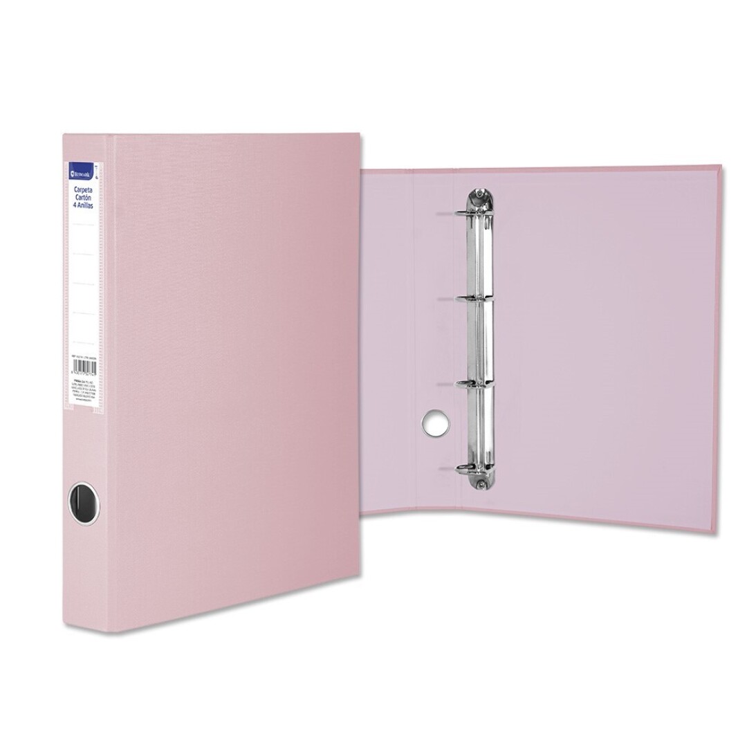 CARPETA FOLIO 4 ANILLAS DE 25MM COLOR PASTEL ROSA
