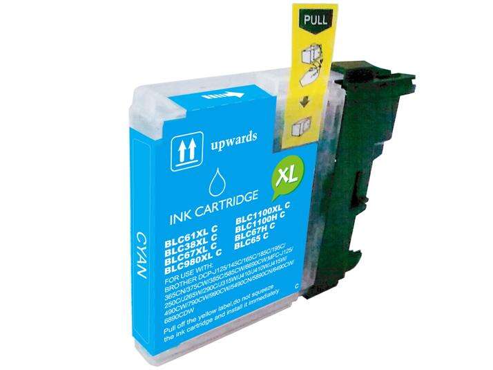 CARTUCHO COMPATIBLE BULK - Brother LC980XL/LC1100XL/LC985XL Cyan Cartucho de Tinta Generico - Reemplaza LC980C/LC1100C/LC985C