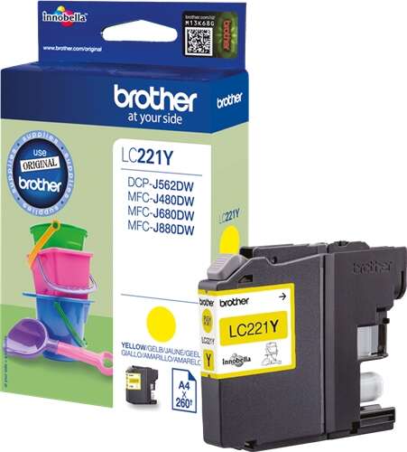 CARTUCHO ORIGINAL Brother LC221 Amarillo Cartucho de Tinta Original - LC221YBP