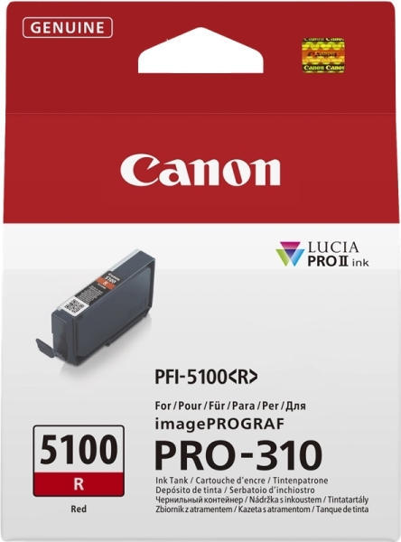 CARTUCHO ORIGINAL Canon PFI5100 Rojo Cartucho de Tinta Original - PFI5100R/6958C001