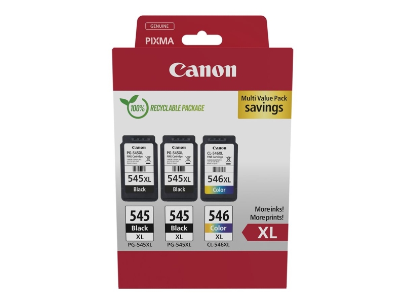 CARTUCHO ORIGINAL Canon PG545XL Negro + CL546XL Color Pack de 3 Cartuchos de Tinta Originales - 8286B013