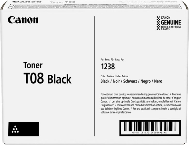 CARTUCHO ORIGINAL Canon T08 Negro Cartucho de Toner Original - 3010C006