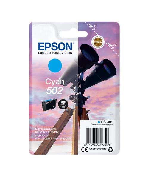 CARTUCHO ORIGINAL Epson 502 Cyan Cartucho de Tinta Original - C13T02V24010