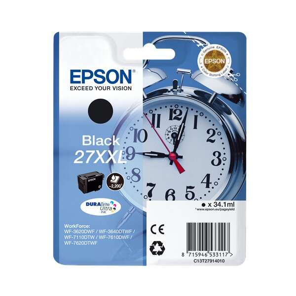 CARTUCHO ORIGINAL Epson T2791 (27XXL) Negro Cartucho de Tinta Original - C13T27914012