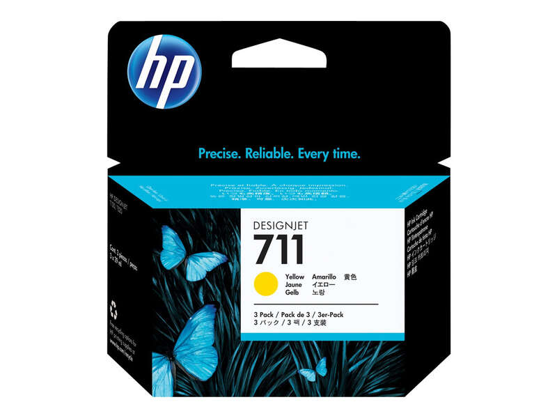 CARTUCHO ORIGINAL HP 711 Amarillo Pack de 3 Cartuchos de Tinta Originales - CZ136A