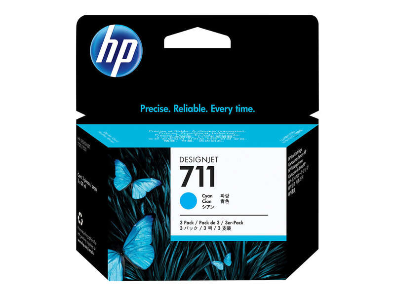 CARTUCHO ORIGINAL HP 711 Cyan Pack de 3 Cartuchos de Tinta Originales - CZ134A