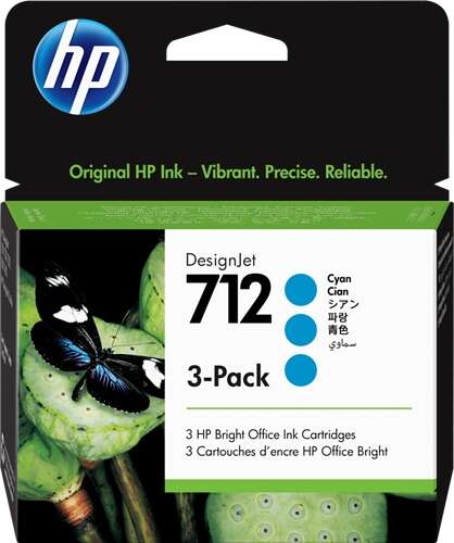 CARTUCHO ORIGINAL HP 712 Cyan Pack de 3 Cartuchos de Tinta Originales - 3ED77A