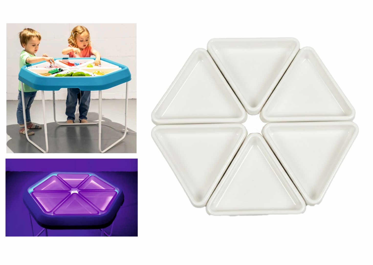 CONJUNTO DE 6 COMPARTIMENTOS PARA BANDEJA SENSORIAL CON LUZ LED DE 95CM