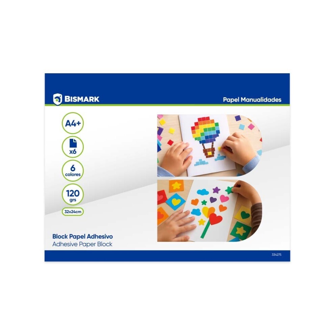 CUADERNILLO MANUALIDADES ***6 HOJAS DE PAPEL ADHESIVO COLORES DE 32X24CM***