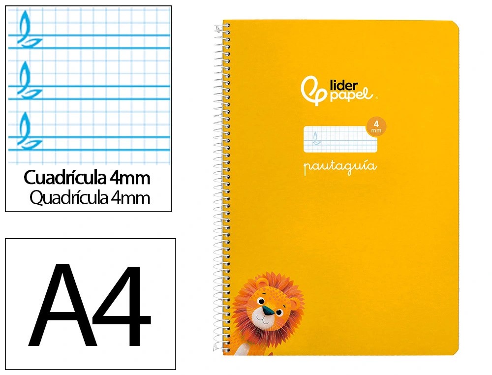 CUADERNO A4 TAPA DURA PAUTAGUIA 4MM TAPA AMARILLO 80H DE 90G