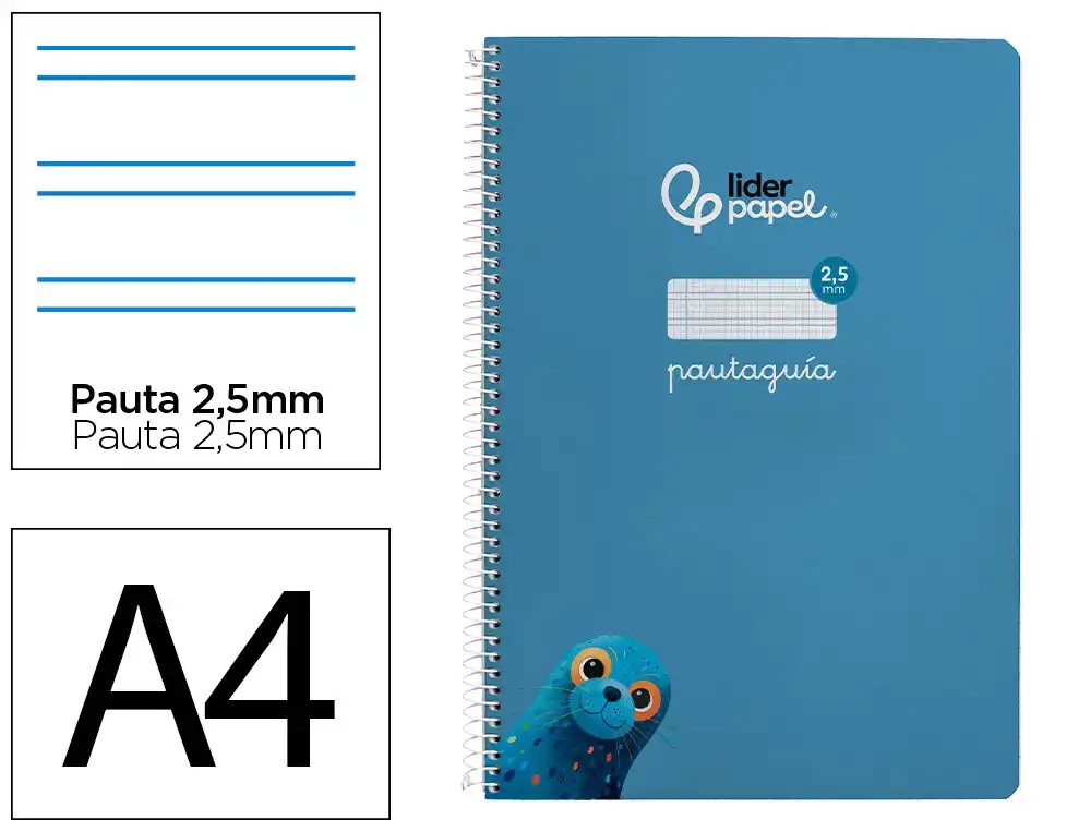 CUADERNO ESPIRAL A4 FOLIO PAUTAGUIA 2.5MM ***TAPA BLANDA*** HOJAS  ***AZUL***