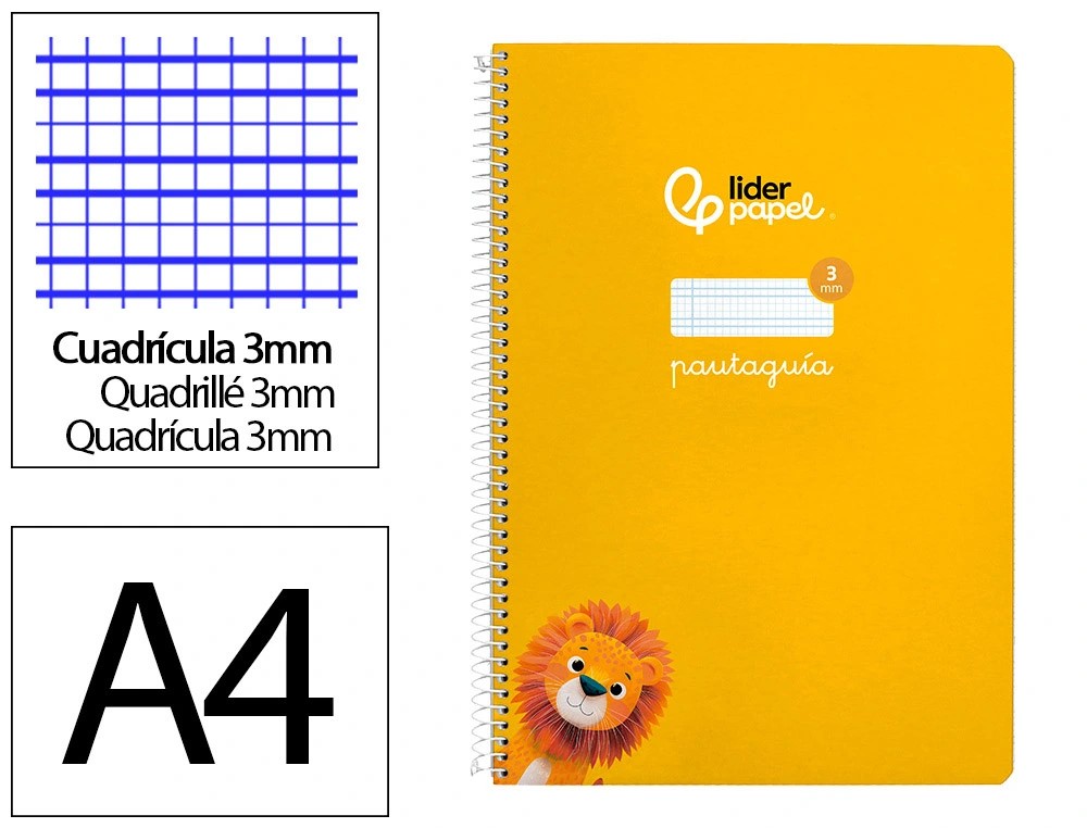 CUADERNO ESPIRAL A4 FOLIO PAUTAGUIA 3MM ***TAPA DURA AMARILLO*** 80 HOJAS PAEL 90GR