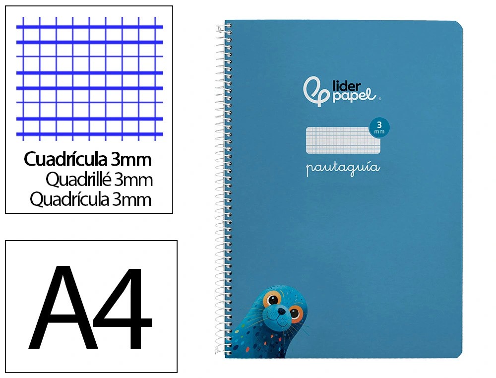 CUADERNO ESPIRAL A4 FOLIO PAUTAGUIA 3MM ***TAPA DURA AZUL*** 80 HOJAS PAEL 90GR