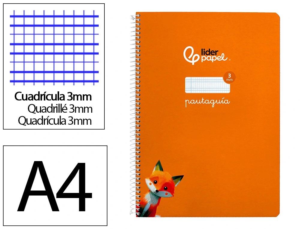 CUADERNO ESPIRAL A4 FOLIO PAUTAGUIA 3MM ***TAPA DURA NARANJA*** 80 HOJAS PAEL 90GR