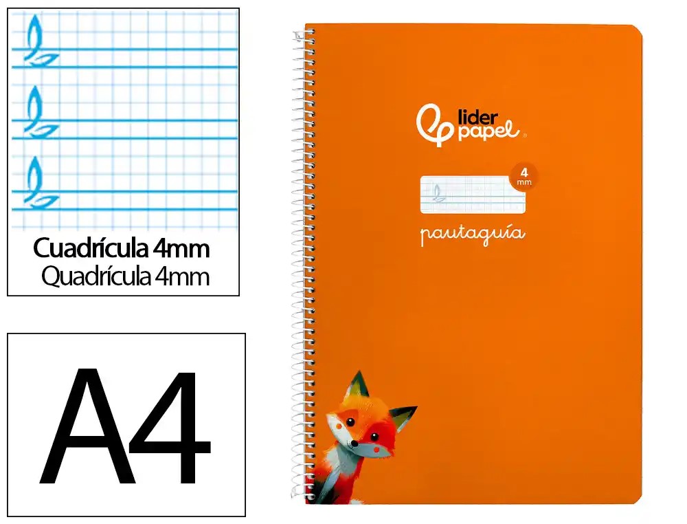 CUADERNO ESPIRAL A4 FOLIO PAUTAGUIA 4MM ***TAPA BLANDA*** HOJAS  ***NARANJA***