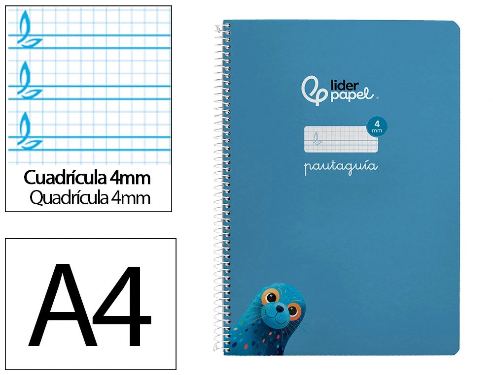 CUADERNO ESPIRAL A4 FOLIO PAUTAGUIA 4MM ***TAPA DURA AZUL*** 80 HOJAS PAEL 90GR