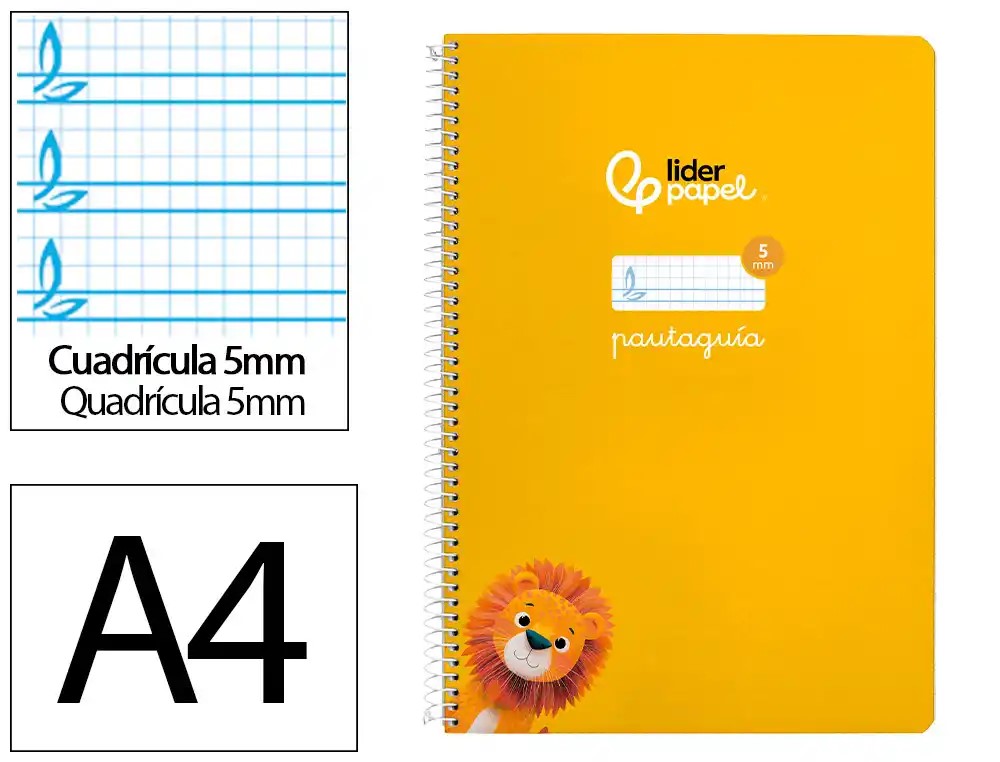 CUADERNO ESPIRAL A4 FOLIO PAUTAGUIA 5MM ***TAPA BLANDA*** HOJAS  ***AMARILLO***