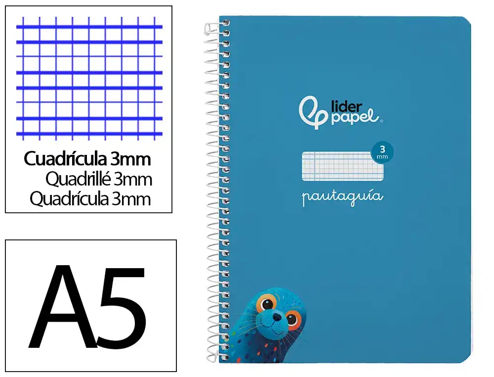 CUADERNO ESPIRAL A5 CUARTO PAUTAGUIA 3MM ***TAPA DURA AZUL*** 80 HOJAS PAEL 90GR
