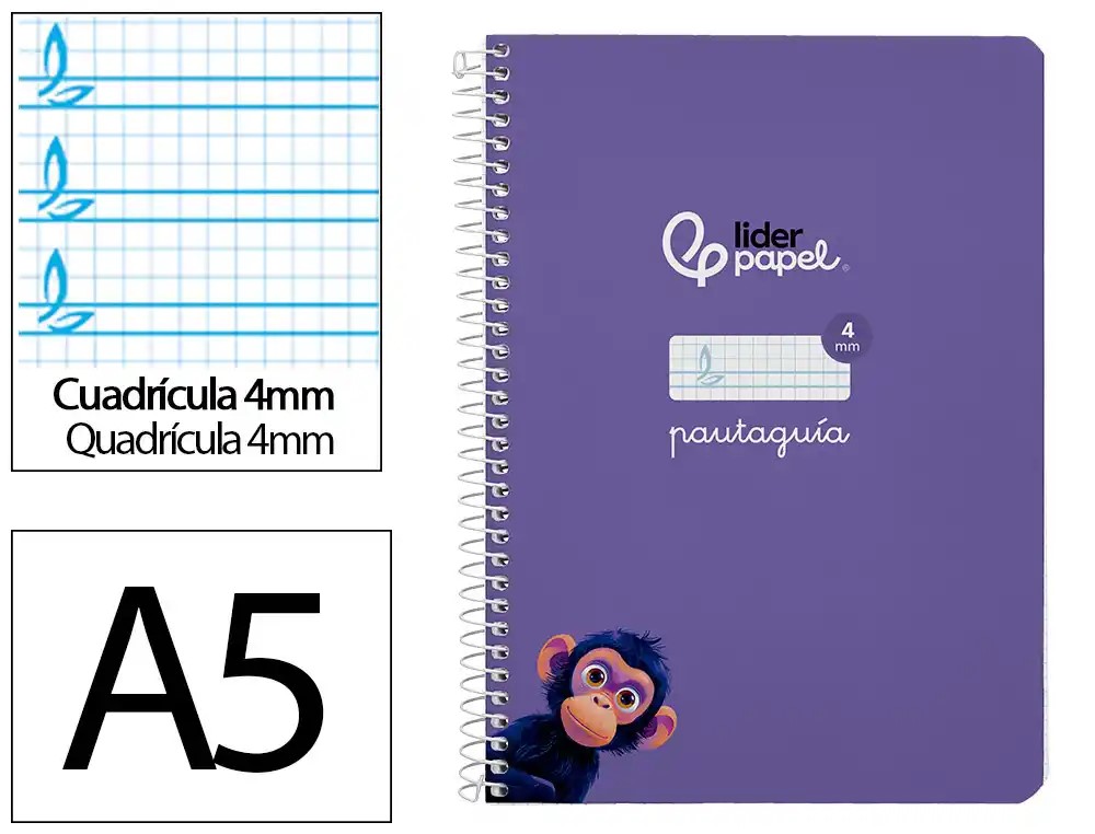 CUADERNO ESPIRAL A5 CUARTO PAUTAGUIA 4MM ***TAPA DURA LILA*** 80 HOJAS PAEL 90GR