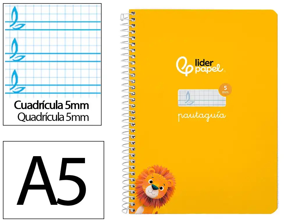 CUADERNO ESPIRAL A5 CUARTO PAUTAGUIA 5MM ***TAPA DURA AMARILLO*** 80 HOJAS PAEL 90GR