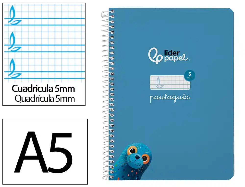 CUADERNO ESPIRAL A5 CUARTO PAUTAGUIA 5MM ***TAPA DURA AZUL*** 80 HOJAS PAEL 90GR