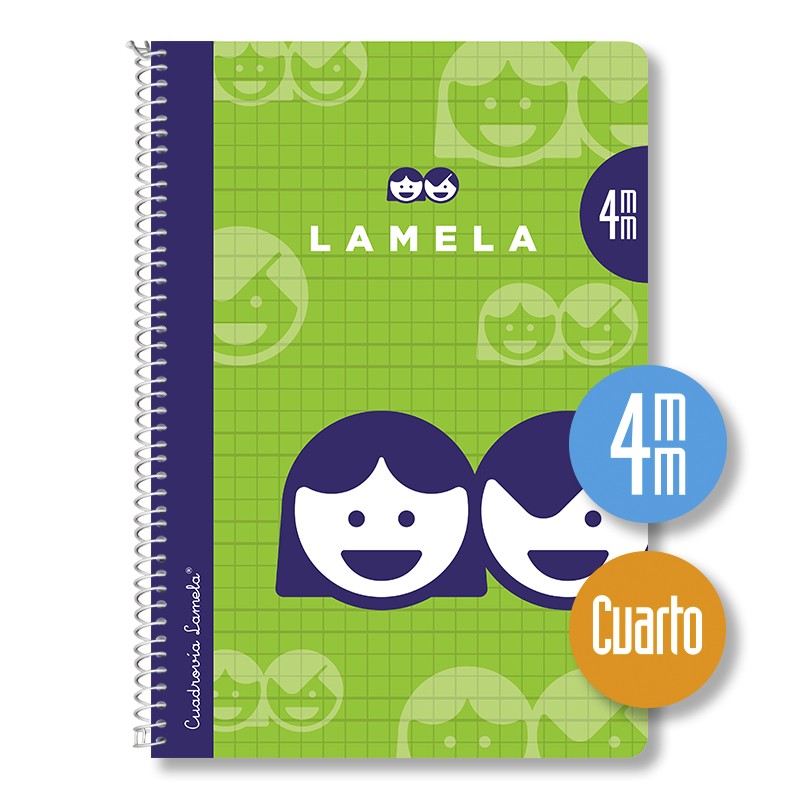 CUADERNO ESPIRAL CUARTO TAPA NORMAL LAMELA ***PAUTA GUIA DE 4MM*** 40 HOJAS REF: 07004