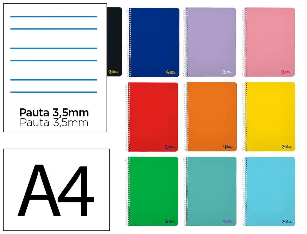 CUADERNO ESPIRAL TAPA BLANDA FOLIO RAYADO MONTESSORI 3.5MM