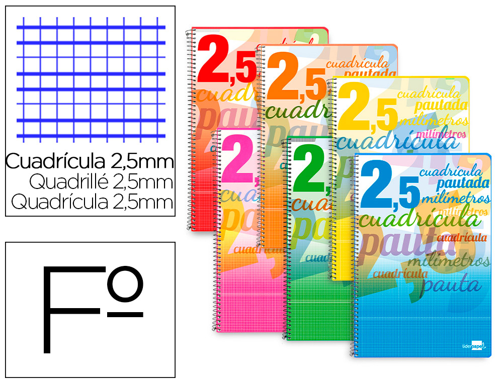 CUADERNO FOLIO ***PAUTA GUIA DE 2.5MM*** LIDERPAPEL REF: 51699