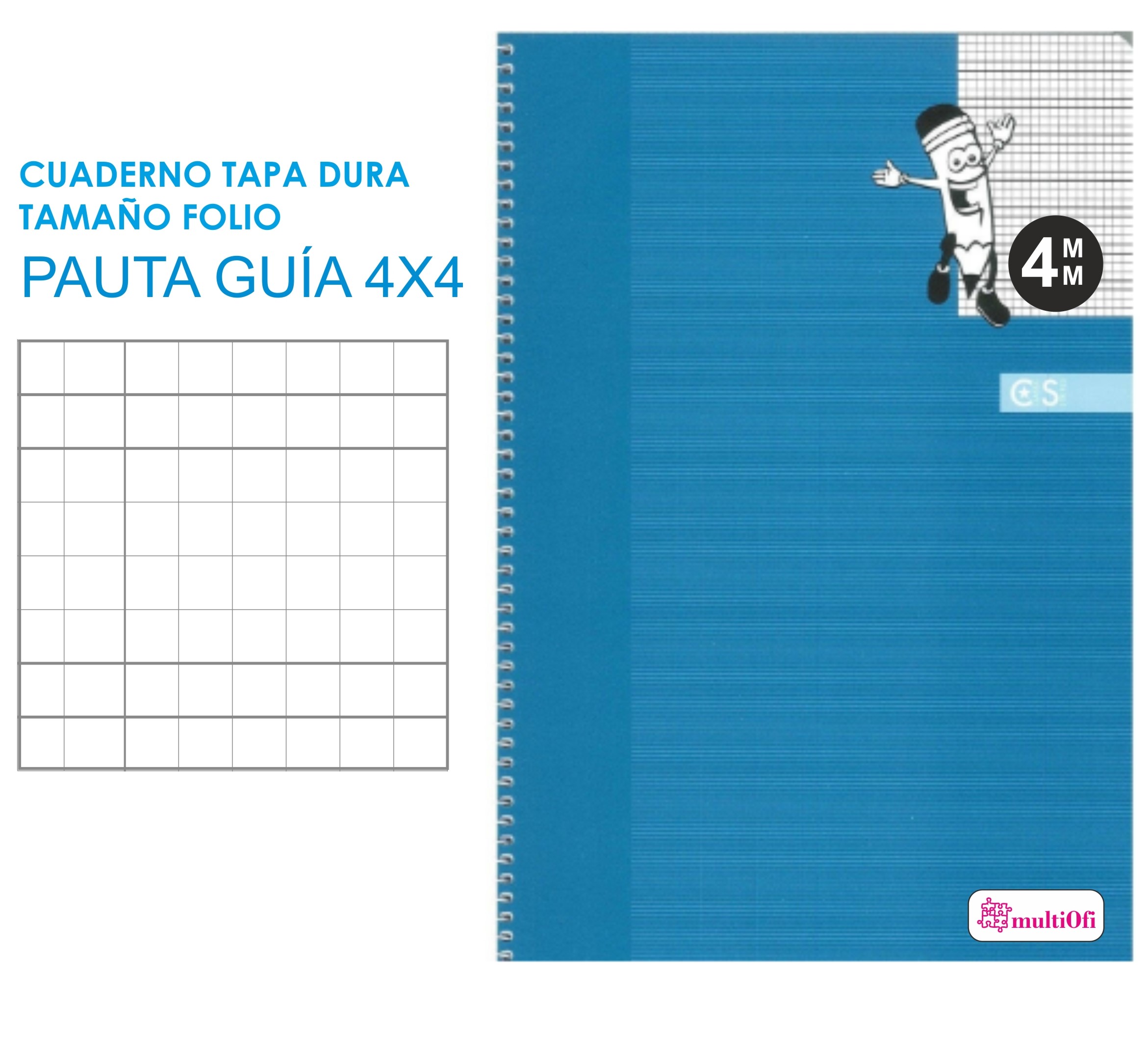CUADERNO FOLIO TAPA DURA 80 HOJAS PAPEL 70 GRAMOS ***PAUTA GUIA 4MM**