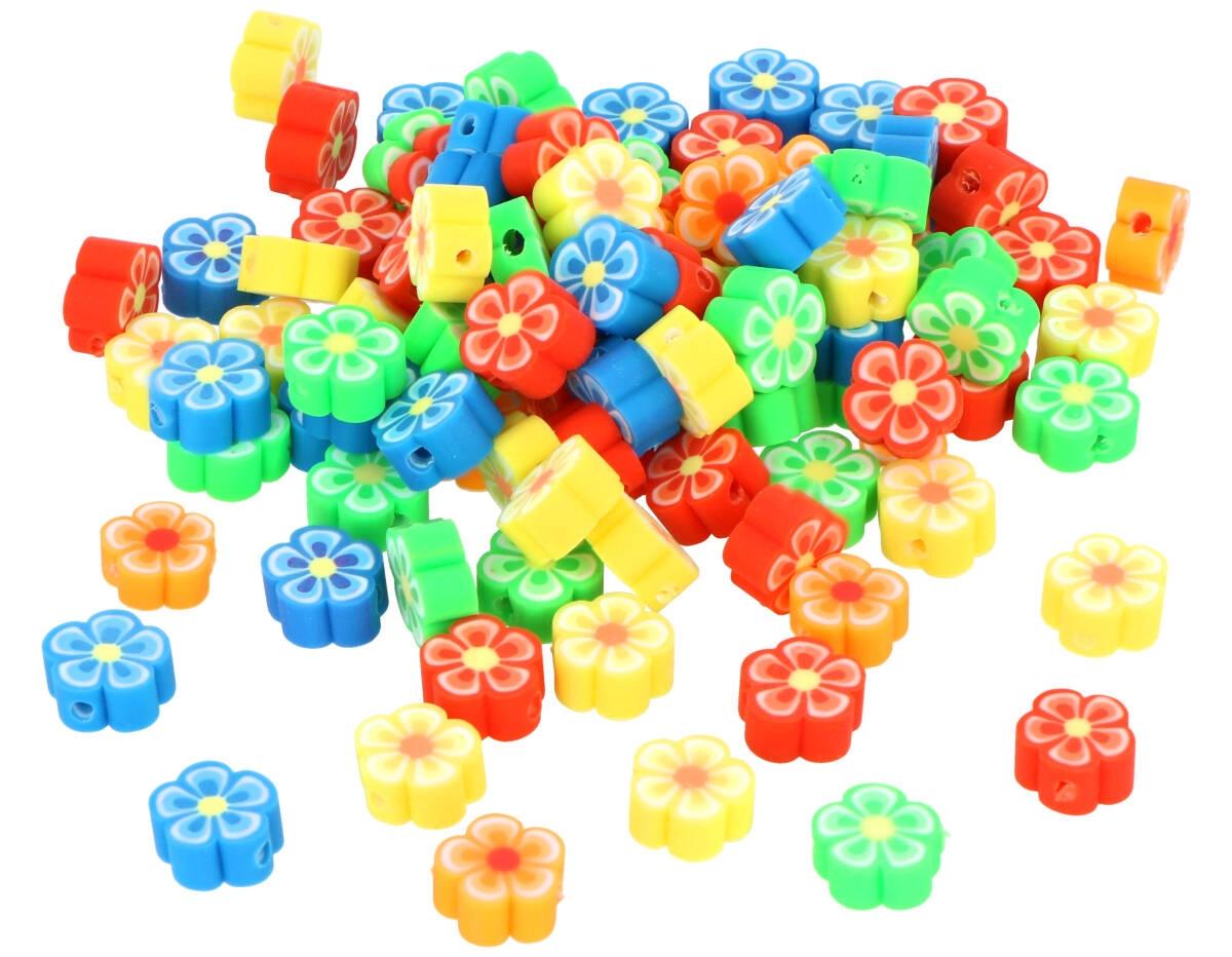 CUENTAS PASTA POLIMERICA ***FLORES*** DIAMETRO 10MM BOLSA DE 100 UNIDADES