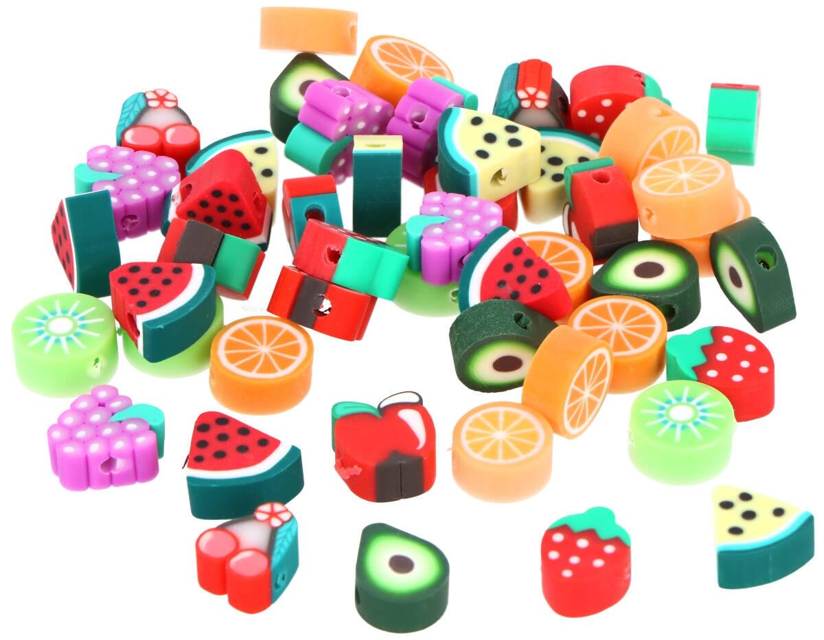 CUENTAS PASTA POLIMERICA ***FRUTAS*** DIAMETRO 10MM BOLSA DE 50 UNIDADES