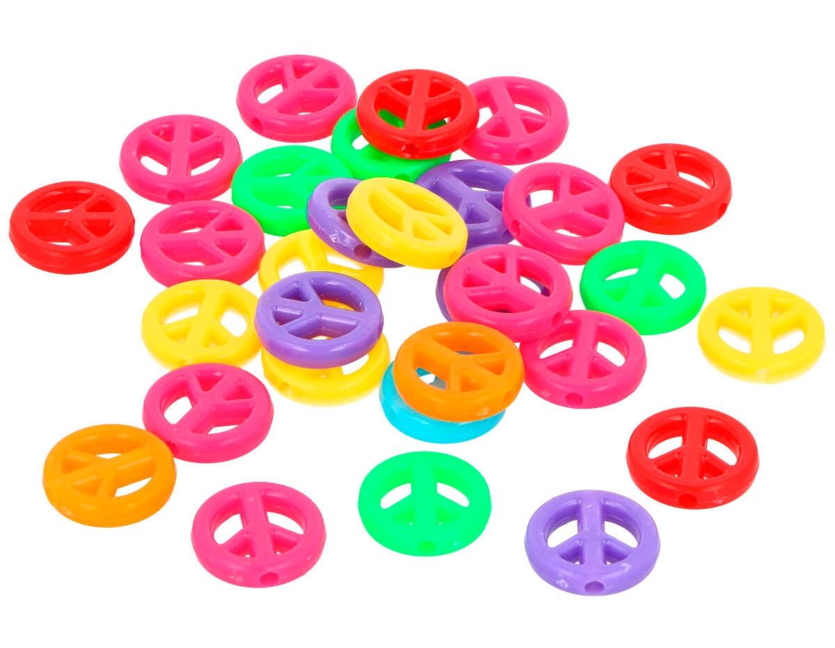 CUENTAS PLASTICO ***SIMBOLO DE LA PAZ*** DIAMETRO 16MM BOLSA DE 30 UNIDADES