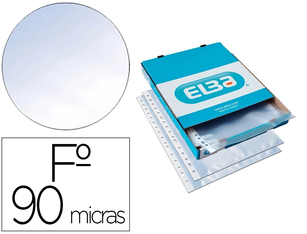 FUNDA MULTITALADRO ELBA FOLIO DE 90 MICRAS CAJA 100 UNIDADES