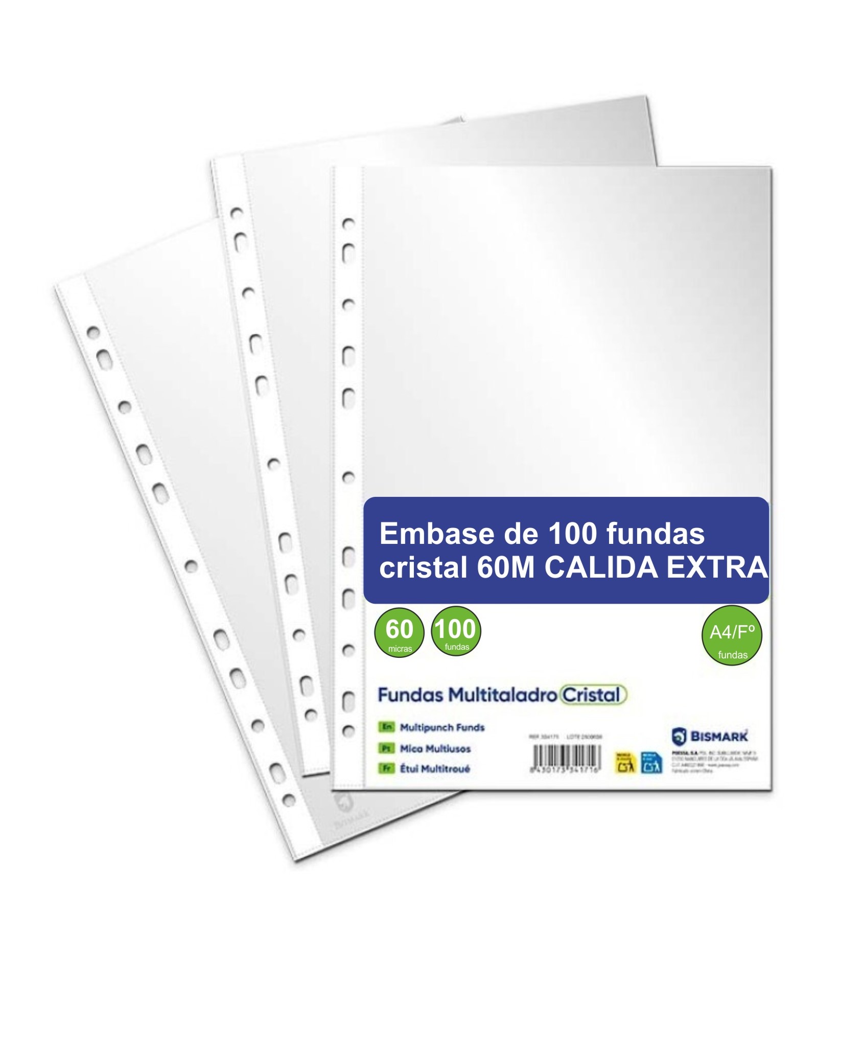 FUNDAS DE PLASTICO 16T TAMAÑO A4/FOLIO CAJA DE 100 FUNDAS 60 MICRAS LISAS CALIDAD EXTRA