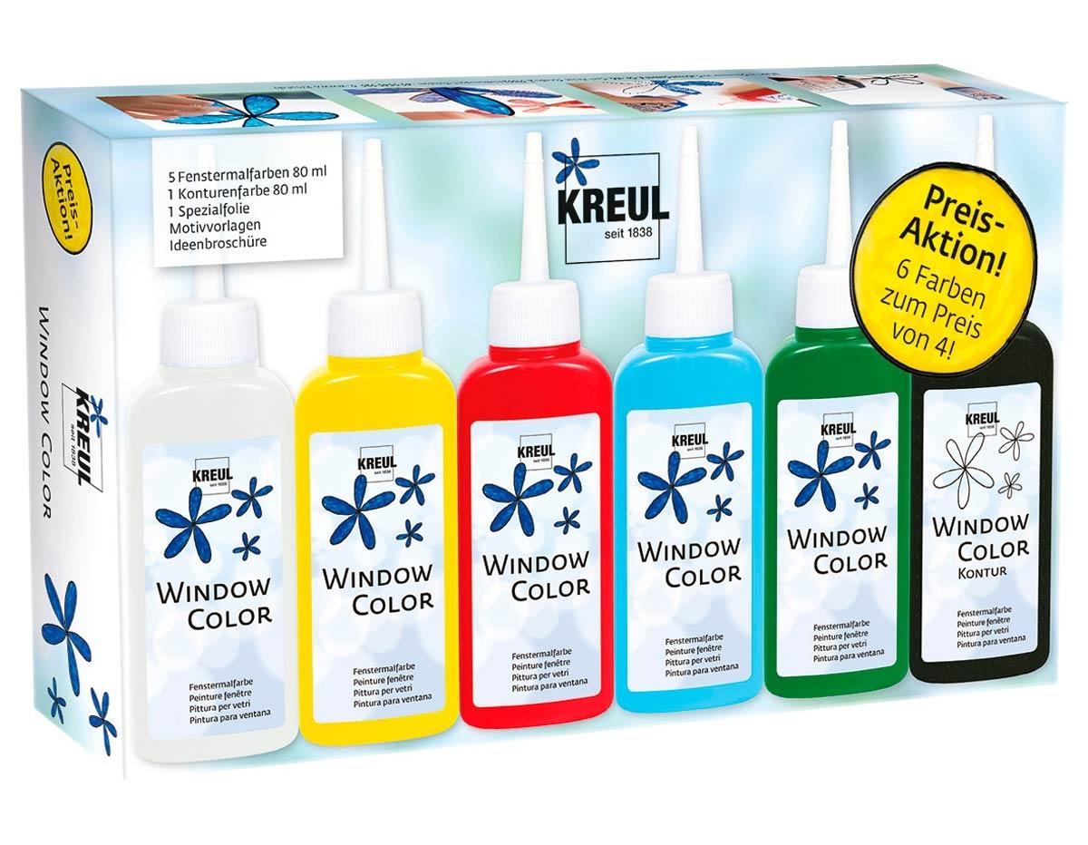 KIT ESCOLAR PINTURA VIDRIO WINDOW PARA DECORAR Y CREAR FIGURAS 3D ***PACK 6 COLORES*** 80ML