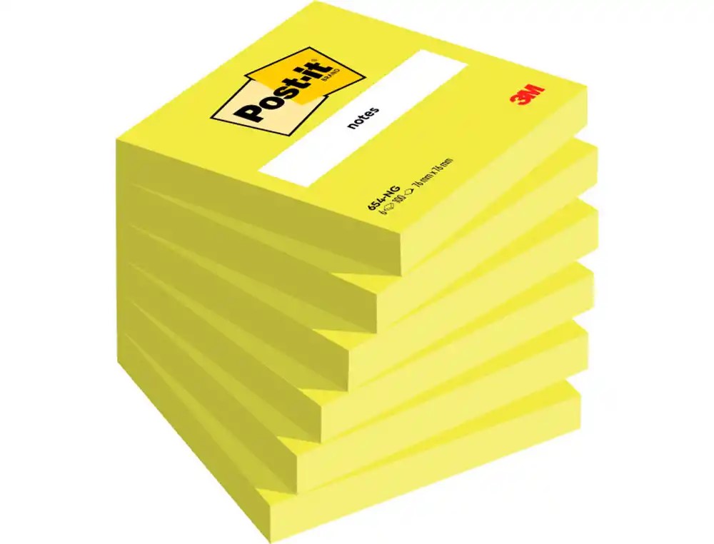 NOTAS AHDESIVAS 3M POST-IT 76X76MM ***PACK 6 TACOS 100HOJAS***