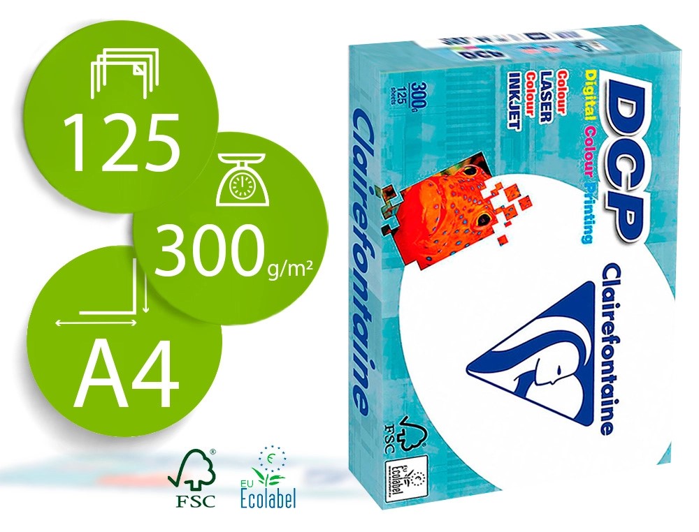 PAPEL FOTOCOPIADORA CLAIREFONTAINE DIN A4 300 GR 125 HOJAS