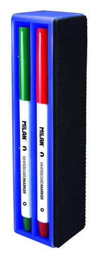 Pack Milan 165894/ Borrador de Pizarra Magnético + 4 Rotuladores para Pizarra/ 3.7mm/ Colores Surtidos