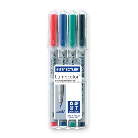 ROTULADOR LUMOCOLOR STAEDTLER 313WP4 ESTUCHE 4 COLORES 0.4MM
