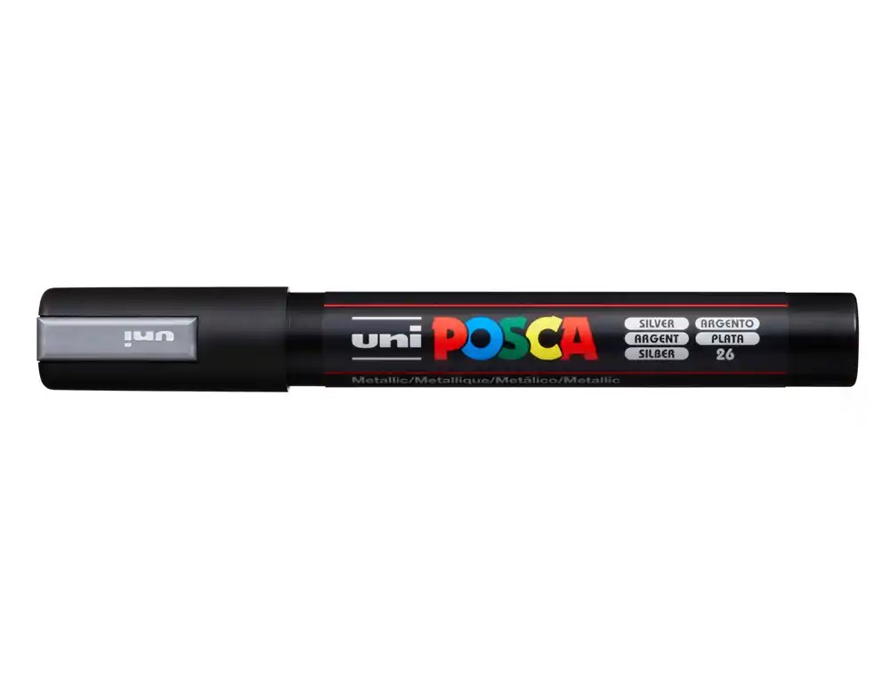ROTULADOR MARCADOR UNI-POSCA **PLATA** PUNTA DE 1.6 A 2.5MM TINTA A BASE DE AGUA NO TOXICA