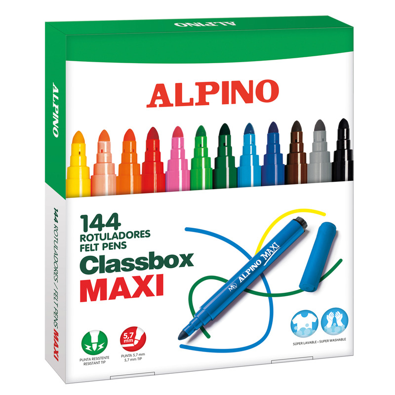 ROTULADOR PACK ESCOLAR ***ALPINO GRUESO*** DE 144 COLORES