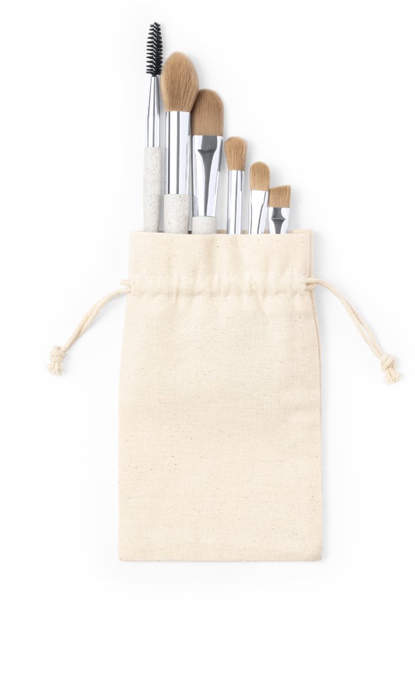 SET BROCHAS MAQUILLAJE + BOLSA DE ALGODON DE TRANSPORTE