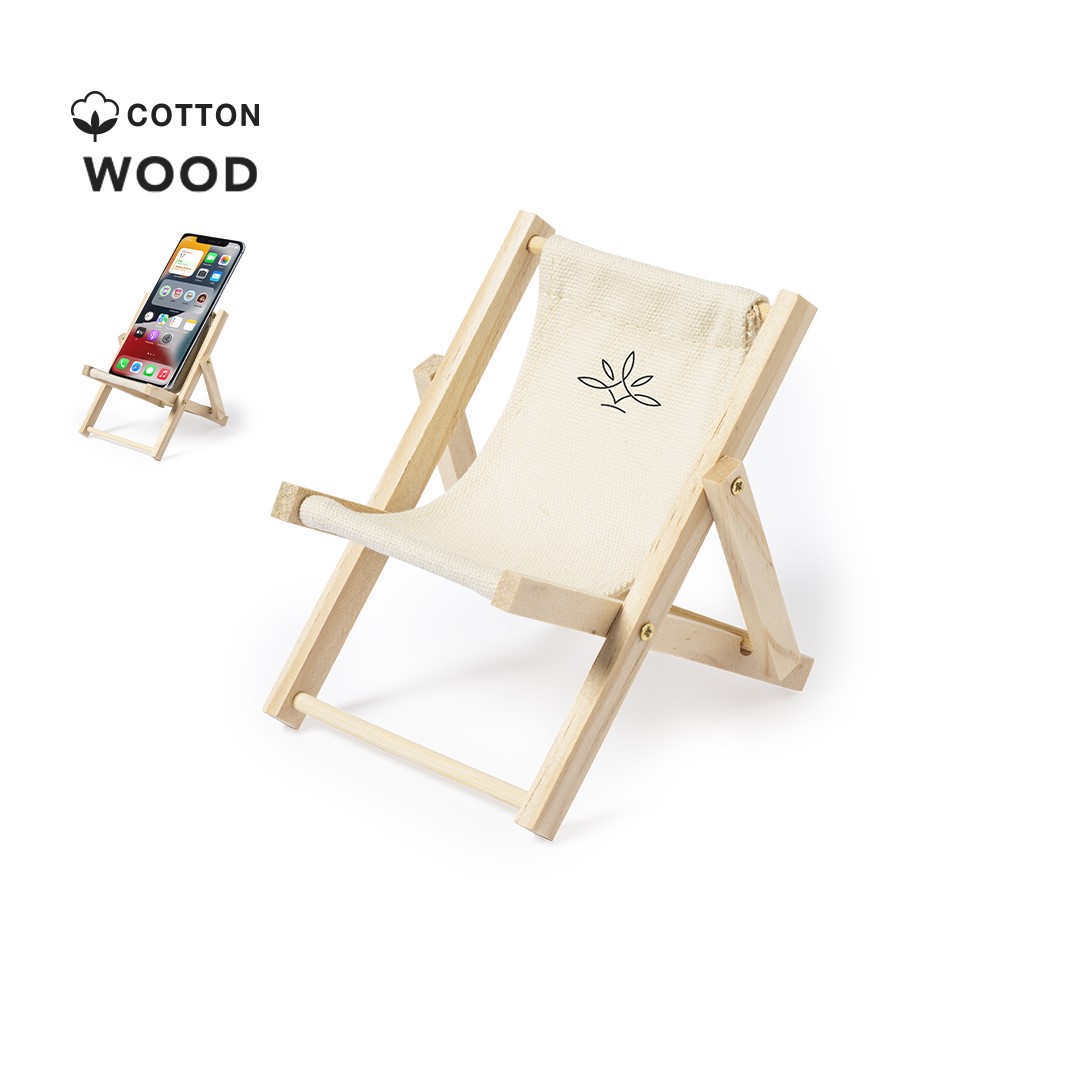SOPORTE MOVIL SILLA MADERA Y ALGODON 12X10X11CM