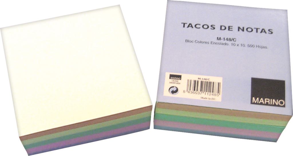 TACO NOTAS SIN ENCOLADO 500H COLORES 95X90MM C-CONNETC REF:06895