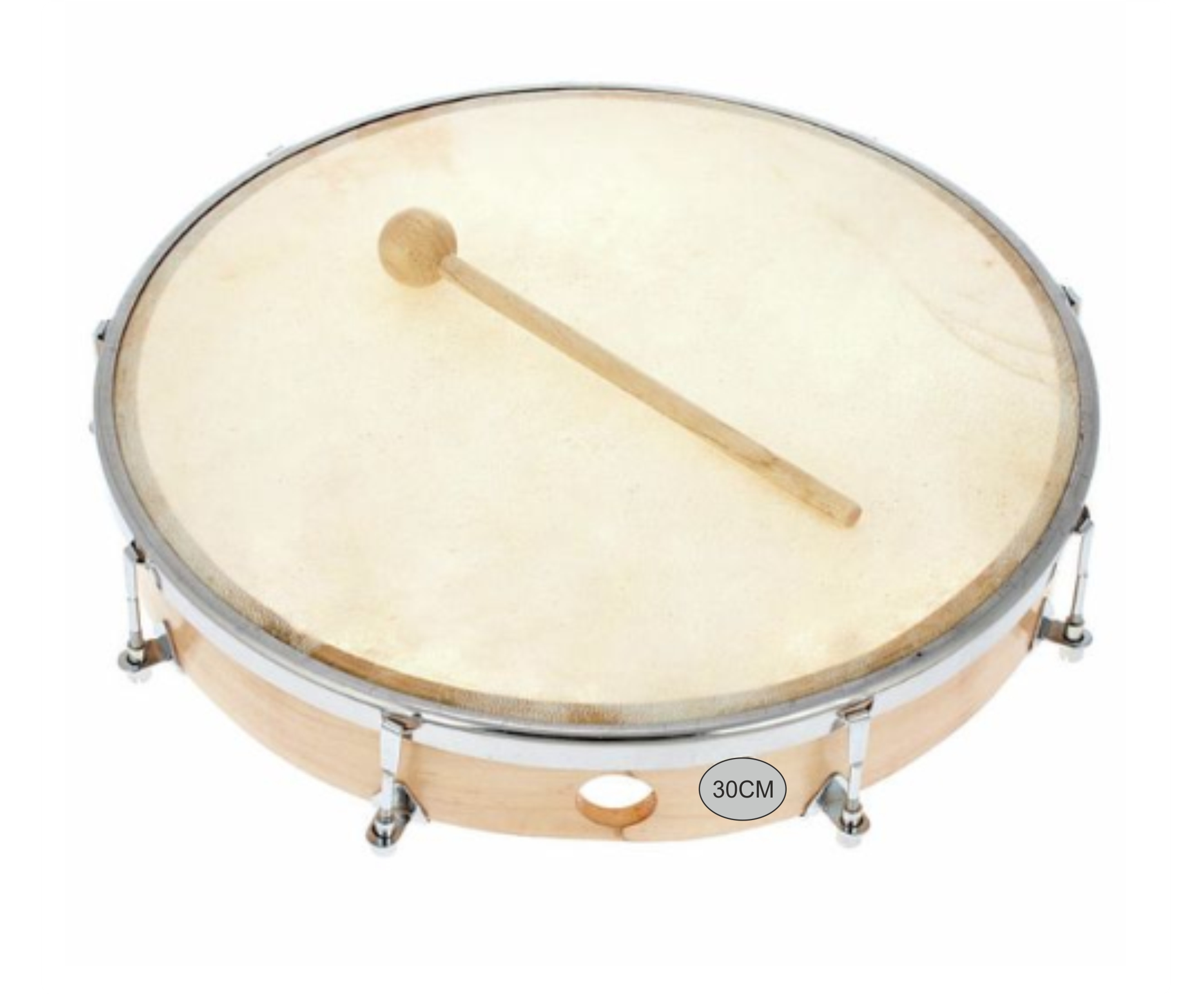 TAMBORIL DE PIEL NATURAL DE MADERA ***30CM***