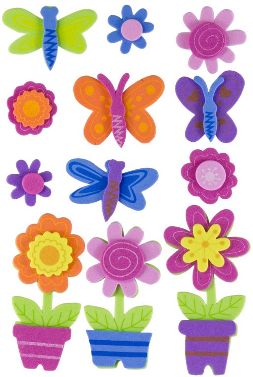 ****descatalogado***** FIGURAS GOMA EVA ADHESIVAS MACETAS Y MARIPOSAS FIXO REF: 68048103